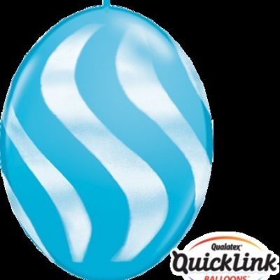Quick Link 12inch (30cm) Robin's Egg Blue & White Wavy Stripes Latex Balloons Q28092