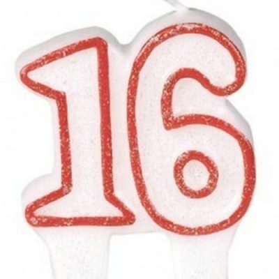 Number 16 Glitter Molded Candle AM170679