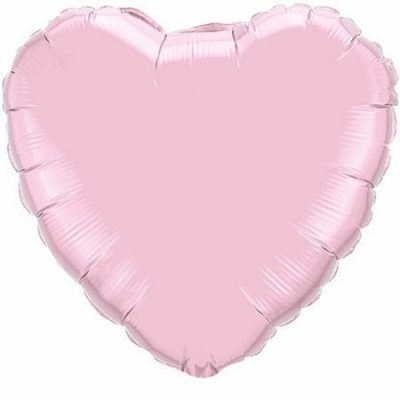 Pearl Pink Heart 4 inch (10cm) Foil Balloon Q27164 (Pk.10) - F - Uninflated, Heat Sealer Required