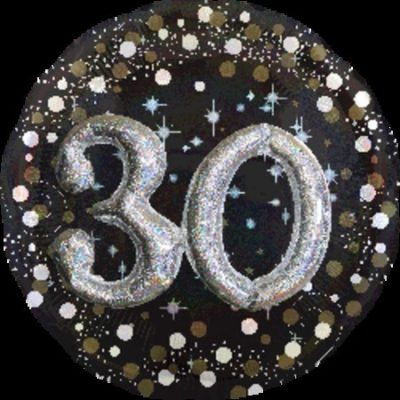 Sparkling Birthday 30 3D Holographic Effect Supershape Foil Balloon ANA32151