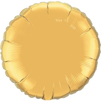 Metallic Gold Round 9 inch (22cm) Foil Q36335 - F - Uninflated, Heat Sealer Required