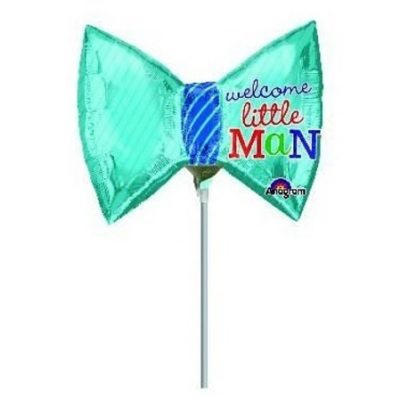 Little Prince Bow Mini Shape Foil Balloon ANA28864 - I - Inflated, On Cup & Stick