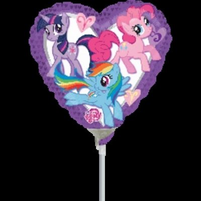 My Little Pony Heart 9 inch (23cm) Foil Balloon ANA24798 - I - Inflated, On Cup & Stick