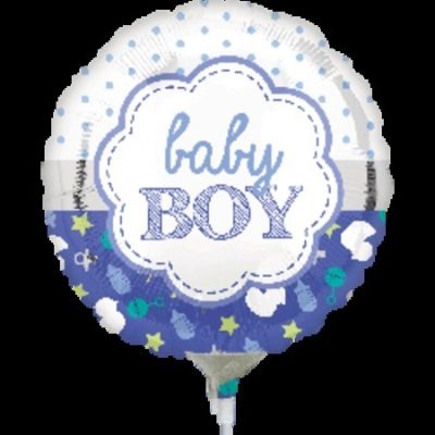 Baby Boy Scallop 9 inch (23 cm) Foil Balloon ANA33721 - I - Inflated, On Cup & Stick