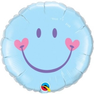 Sweet Smile Face - Pale Blue Foil Balloon Q99576