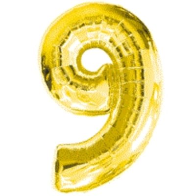 Gold Numeral Nine Number Shape Foil Balloon D213719
