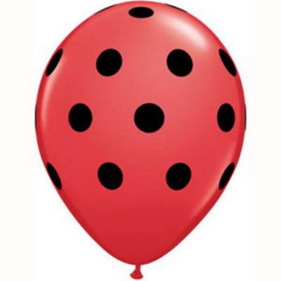 Big Polka Dots Red with Black Dots Latex Balloons Q37221