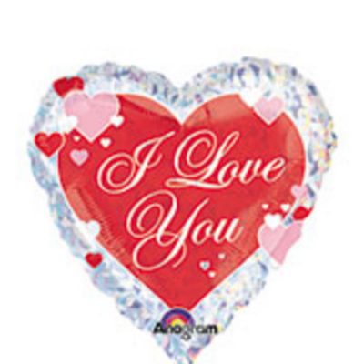 I Love You Script With Hearts Prismatic Foil Balloon ANA17018