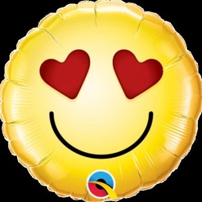 Smiley Love 9 inch (23 cm) Foil Balloon Q49432 - I - Inflated, On Cup & Stick
