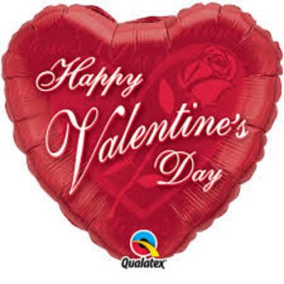 Valentine's Red Rose Heart Foil Balloon Q97489