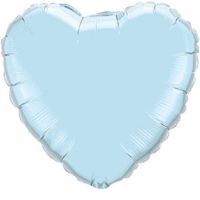 Pearl Light Blue 4 inch (10cm) Heart Shape Foil Balloon Q27163 (Pk.10) - F - Uninflated, Heat Sealer Required