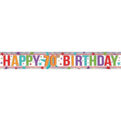Happy 70th Holographic Multi Colour Banner AM9900969