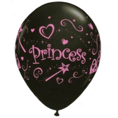 Princess Onyx Black with Pink Ink Latex Balloons Q41493
