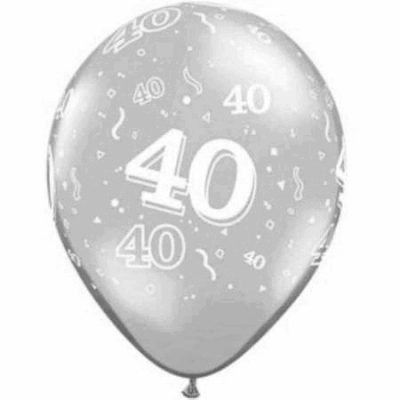 40 Around Silver Latex Balloons II40S