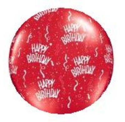 Birthday Around Ruby Red 3' Latex Balloon Q28179