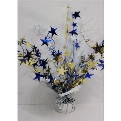 Table Centrepiece Footy White Blue and Gold Stars PD10608