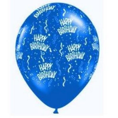 Happy Birthday Around Pearl Sapphire Blue Latex Balloons IIHBDSB