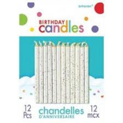 Glitter Spiral Candles White AM175003