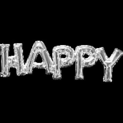 Phrase 'HAPPY' Silver Supershape Foil Balloon ANA33100