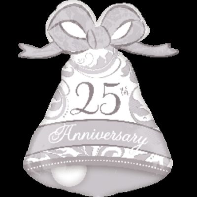 Silver Elegant 25th Anniversary Bell SuperShape Foil Balloon ANA25178