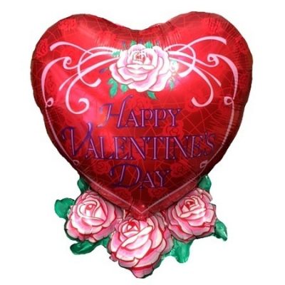 Happy Valentine´s Day Heart with Roses Supershape Foil Balloon IIVHR