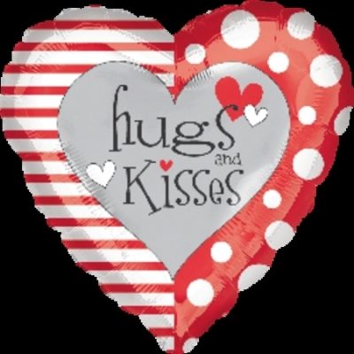 Red & White Hugs & Kisses Foil Balloon ANA18968