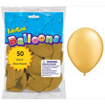 Funsational Gold 12 inch (30cm) Latex Balloons 50 Count F50057