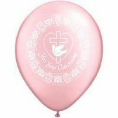 For Your Christening Dove Pearl Pink Latex Balloon Q37145