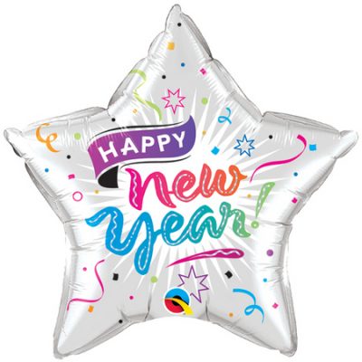 New Year Confetti & Stars Foil Balloon Q67405