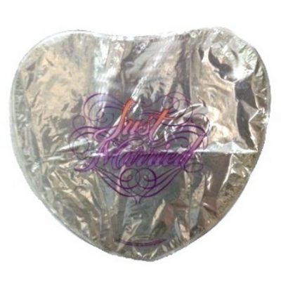 Just Married Script Heart Shape One-Sided Print Unpackaged Foil Balloon FS43