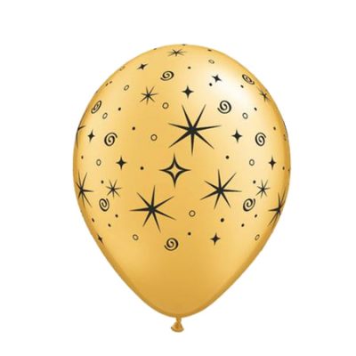 Elegant Sparkles & Swirls Gold Latex Balloons IISG