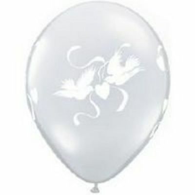 Love Doves Diamond Clear White Ink Latex Balloon Q37074