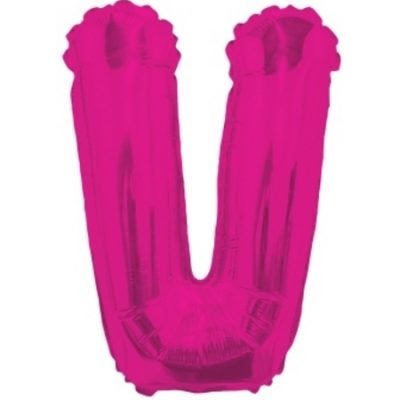Letter V Magenta Foil Shape Balloon V14M