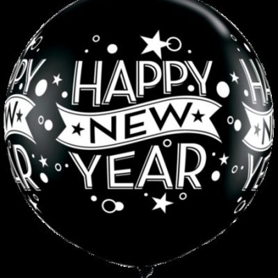 New Year Confetti Dots Wrap Onyx Black 3' (90 cm) Latex Balloon Q19175