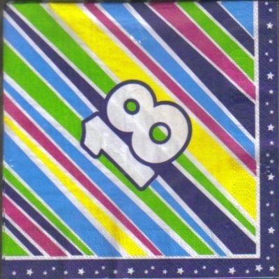 Funky Stripe 18th Birthday Designer Napkins P405971