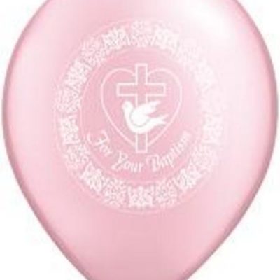 For Your Baptism Dove Pearl Pink Latex Balloon Q37143
