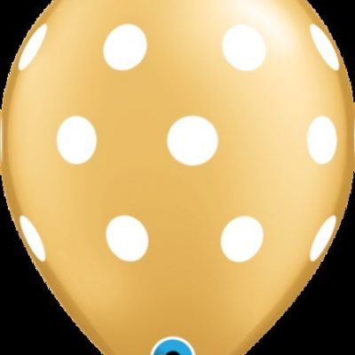 Round Gold Big with White Polka Dots Latex Balloons Q56196