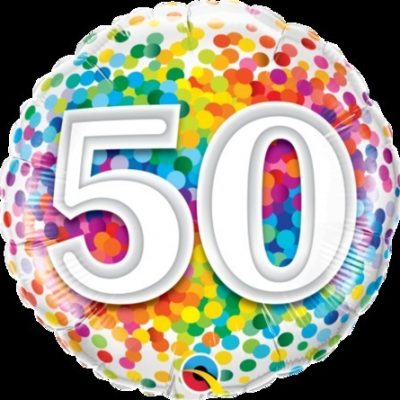 50 Rainbow Confetti Foil Balloon Q49543