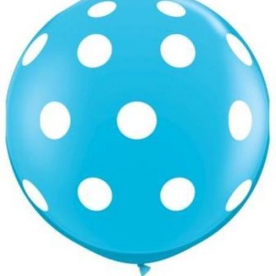 Big Polka Dots Around Robin's Egg Blue 3' Latex Balloon Q26175