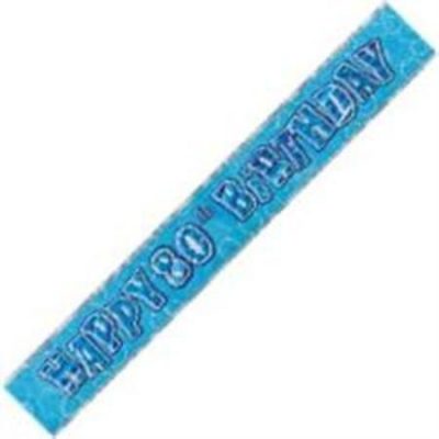 Happy 80th Birthday Glitz Blue Foil Banner M90195
