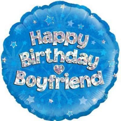 Oaktree Happy Birthday Boyfriend Blue Holographic Foil Balloon OAK229073