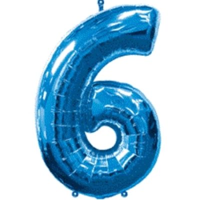 Blue Numeral Six Number Shape Foil Balloon Q30535