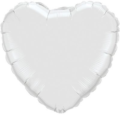 White Heart 9 inch (22cm) Foil Q24111 - F - Uninflated, Heat Sealer Required