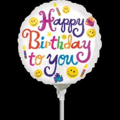 Bold BDay To You 9 inch (23cm) Foil Balloon ANA26857 - I - Inflated, On Cup & Stick