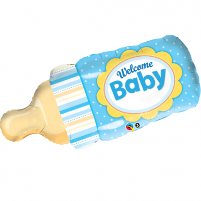 Welcome Baby Bottle Blue Foil Shape Balloon Q16472