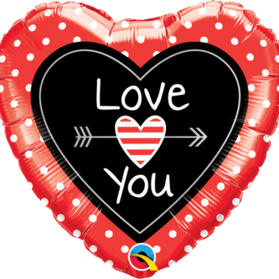 Love You Dots & Arrows Foil Balloon Q54850
