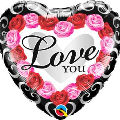 Love You Red Rose Frame Foil Balloon Q54858