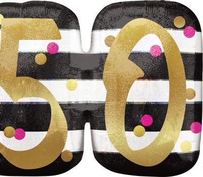 Pink & Gold Milestone 50 Supershape Foil Balloon ANA37169