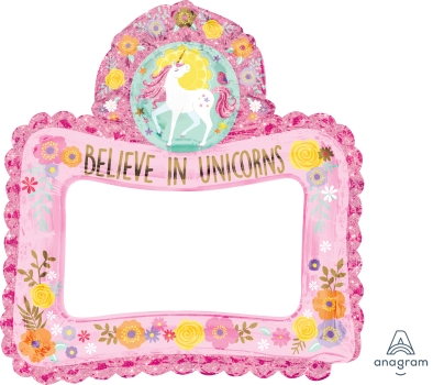 Selfie Frame Magical Unicorn Supershape Foil Balloon ANA110477