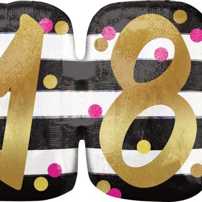 Pink & Gold Milestone 18 Supershape Foil Balloon ANA38120